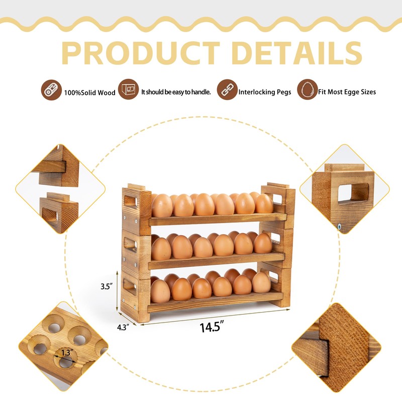 Yqlinnn Egg Holder Countertop, 3-Tier Egg Storage for Countertop Organizer,