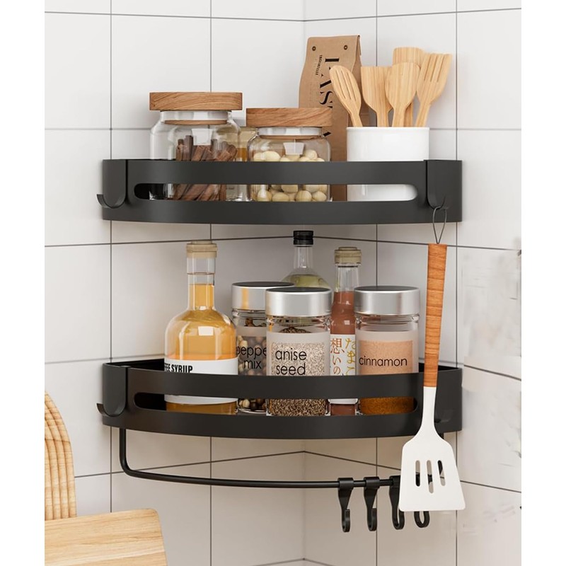 PREMZO Bath Shower Caddy Towel Holder Bar Hanging Hook Organizer