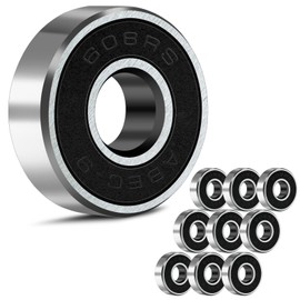 Nezylaf Rodamientos de bolas 608-2RS con doble goma sellada, rodamientos de ranura profunda en miniatura, para patineta, patineta, patineta, patines (10)