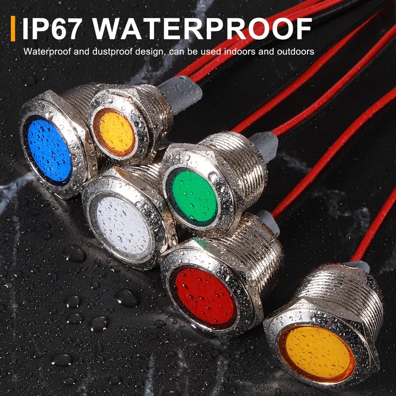 PATIKIL 2Pcs 22mm(7/8") Indicator Light,12V-24V AC/DC 20mA LED Metal Signal