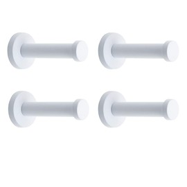 NELXULAS Classic White Stainless Steel Single Super Heavy Duty Wall Mount Hook, Coat Hanger, Bath Towel Hooks (4", 4 PCS)