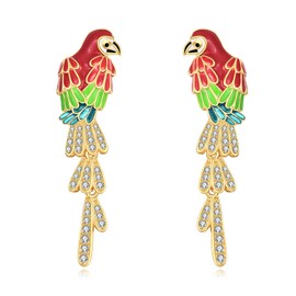 URONE Parrot Earrings 925 Sterling Silver Parrot Stud Earrings Bird Jewelry Gifts for Bird Lovers