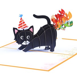 PWMENLK 3D Cat Pop Up Birthday Card, Cute Cat Design for Cat Lovers, Perfect for Women, Men, Kids, Friends, Wife, Husband