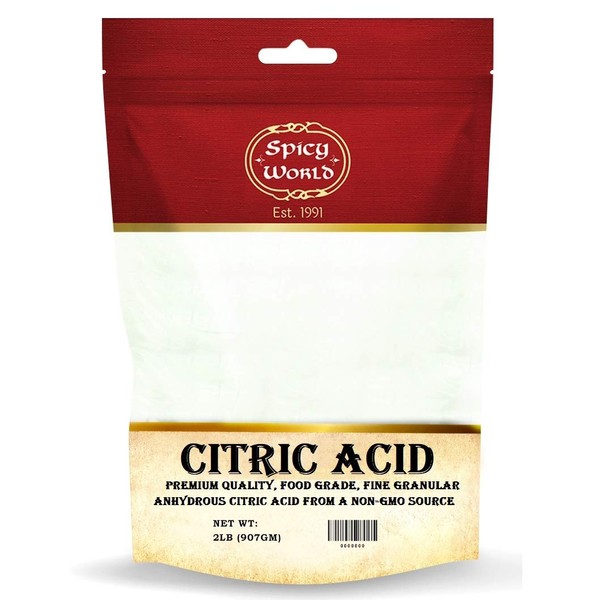 Pure Citric Acid, 2 lb - Food Grade & Non-GMO- Natural Food Preservative, Beauty Ingredient- by Spicy World