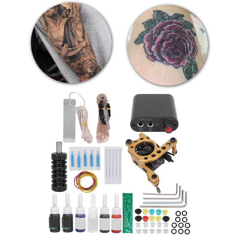 Professional Tattoo Machine Kit Tattoo Power Supply 10 Wraps Complete