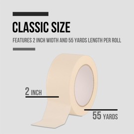 PAKA TOOLS Masking Tape 2 inch Wide, 6 Pack General Purpose Masking Tape Beige, White Masking Paper for Painting, Arts, Crafts, 2 inch x 55 Yards x 6 Rolls (330 Total Yards)