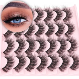 Wispy False Eyelashes Cat Eye Lashes Natural Look Fluffy Mink Lashes 16mm Strip Eyelashes Pack Wholesale 14 Pairs 4D Volume Multipack by TNFVLONEINS