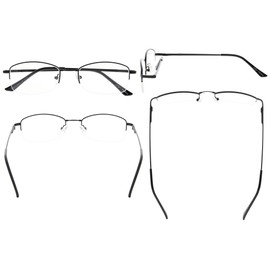 Eyekepper Half-Rim Womens Reading Glasses Memory Titanium Bridge Ladies' Readers (Black,+0.75)