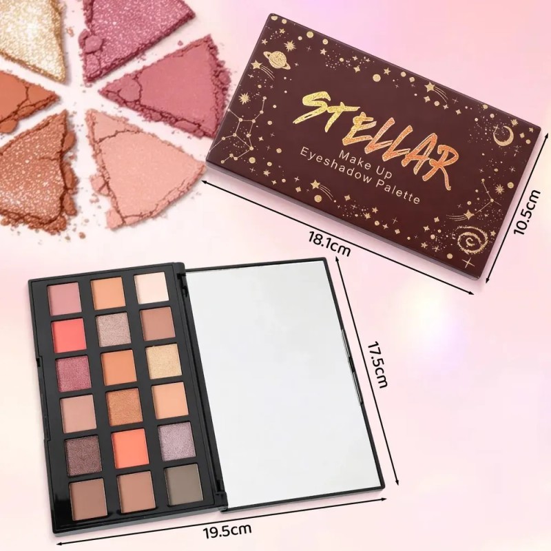Paleta De Sombras De Ojos Altamente Pigmentada Con 18 Tonos