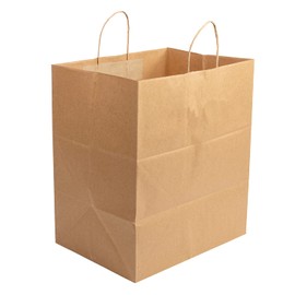 AmerCareRoyal Case of 200 Recyclable Kraft Paper Bags with Twisted Handles - Eco-Friendly Brown Grocery Bags - Durable & Recyclable Packaging, Shopping Bags, Brown Bags with Handles - 14"x10"x15.75"