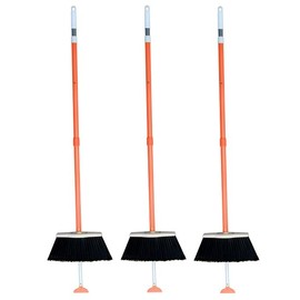 3-Pack SweepEasy Broom As Seen On Shark Tank - Scrape, Sweep & Go - for Indoor and Outdoor Use, Sweep Easy with Scraper (Orange)