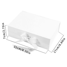 JOKILY Gift Box with Bow Magnetic (21 x 17 x 7 cm), Gift Box with Lid, Magnetic Gift Box, Reusable Decorative Box, Ash Box, Rectangle Presentation Box