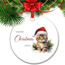 Cat Lover Christmas Ornament - 2024 Cat Mom Ornament, Christmas Keepsake for Family Friends Couple