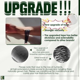 RUNATURE Balayage Tape in Hair Extensions Human Hair Straight Tape ins Human Hair Extensions 16 Inch Ombre Ash Blonde Mix Light Blonde to Platinum Blonde Tape in Extensions Real Human Hair 50g 20gpc