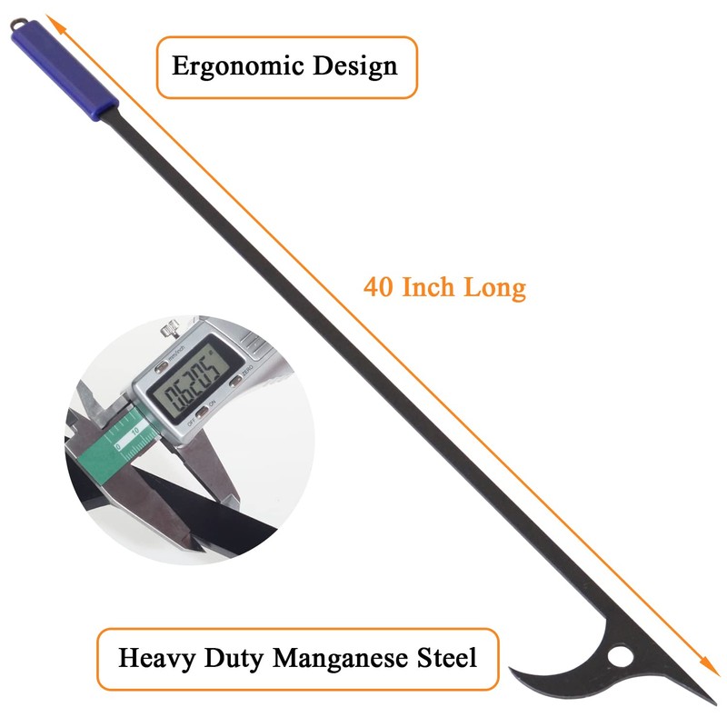 40" Fire Log Tongs Firewood Grabber and Fire Poker Set,Large