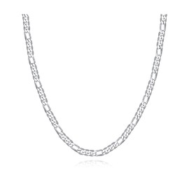 Waitsoul 925 Sterling Silver Figaro Chain Lobster Clasp 5mm Diamond Cut Figaro Link Chain Necklace for Women Men 16-30 Inches(18)