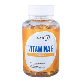 NATGEL - Vitamina E | Enriquecida con Omega 3 | 120 Cápsulas de 700 mg | Antioxidante Potente para Salud de la Piel y Sistema Cardiovascular | Fácil Absorción