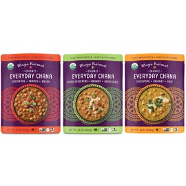 MAYA KAIMAL Organic Indian Everyday Chana Variety Pack | 10oz (PACK of 3) | 3 Flavors: Tomato & Onion, Coconut & Kale, Coconut & Green Chili | Microwaveable, Ready to Eat, Fully Cooked Chickpeas | Vegan, Ready to Eat