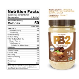 Bell Plantation Powdered PB2 Bundle: 1 Peanut Butter and 1 Chocolate Peanut Butter, 1 lb Jar (2-pack)