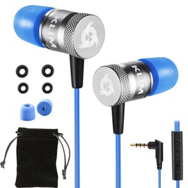 KLIM Fusion Kopfhörer in Ears mit Kabel - Langlebig - Innovativ: In-Ear Kopfhörer mit Memory Foam - Neue 2024 Version - 3.5 mm Jack - Sport Gaming In Ear Kopfhörer - Blau