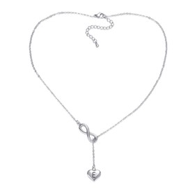 LSxAB Women Infinity Symbol Heart Intial E Letter Necklace Choker Necklaces Stainless Steel Jewelry