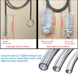 63" Flexible Drain Brush, Tube Pipe Cleaning Brush, Long Slim Cleaner Brush for Shower Sink Drain/Refrigerator Drain Hole/Dishwasher Air Gap/Fish Tank/Home Kitchen
