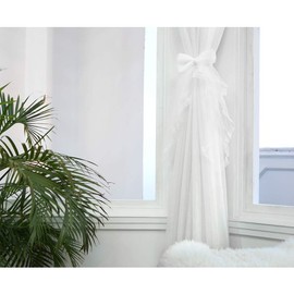 Hggzeg 2 Pcs Bowknot Curtain Tiebacks Sweet Lace Curtain Holdbacks Buckles for Home Decorative (White)