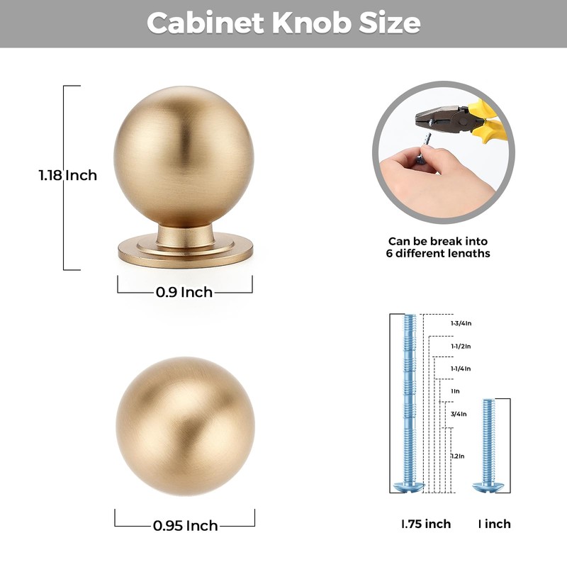 Ravinte Decor 4 Pack Champagne Bronze Cabinet Knobs, Round Dresser