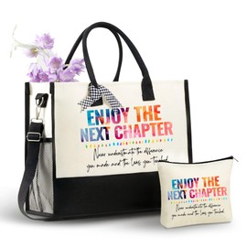 InnoBeta Farewell gifts for coworkers Canvas Tote Bag with Top Zipper Closure and Shoulder Strap for Birthday, Mother's Day, Christmas