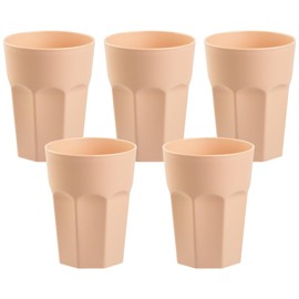 ENGELLAND - 5 x Plastic Cups Apricot Pastel Colours 400ml Calibration Line Shatterproof Stackable Reusable Plastic Reusable Party Cups Drinking Glass