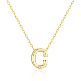Philip Jones Gold Plated Initial Necklace Letter C Created with Zircondia® Crystals
