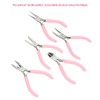 5pcs Mini Pink 4in Metal Pliers Set Kit Cutter Handwork