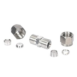 LOZOME 304 Stainless Steel Compression Fitting,Union,Straight Adapter with Twin Ferrules,1/2" Tube OD