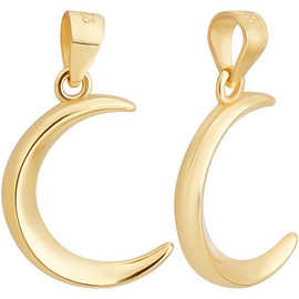 Beebeecraft 1 Box of 2 Golden Moon Pendants 925 Crescent Moon Pendant Made of Sterling Silver 3D Moon Pendant for Pendants Bracelets Necklaces Jewellery Making