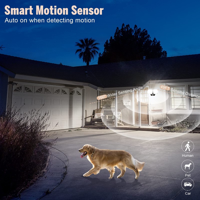 FLITI Battery Powered Motion Sensor Security Light(2 Pack),5000K 1000LM High