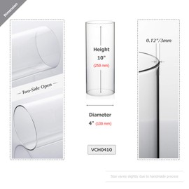 WGVI Hurricane Candle Holder Sleeve, Wide 4", Height 10", Clear Glass Cylinder Candleholder, Chimney Tube, Open Ended Candle Shade, 1 Piece