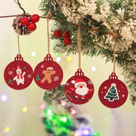 Ywlake 50pcs Christmas Unfinished Wooden Ornaments Blank Round Wood Discs for Kids DIY Crafts Centerpieces Holiday Hanging Decor Decorations