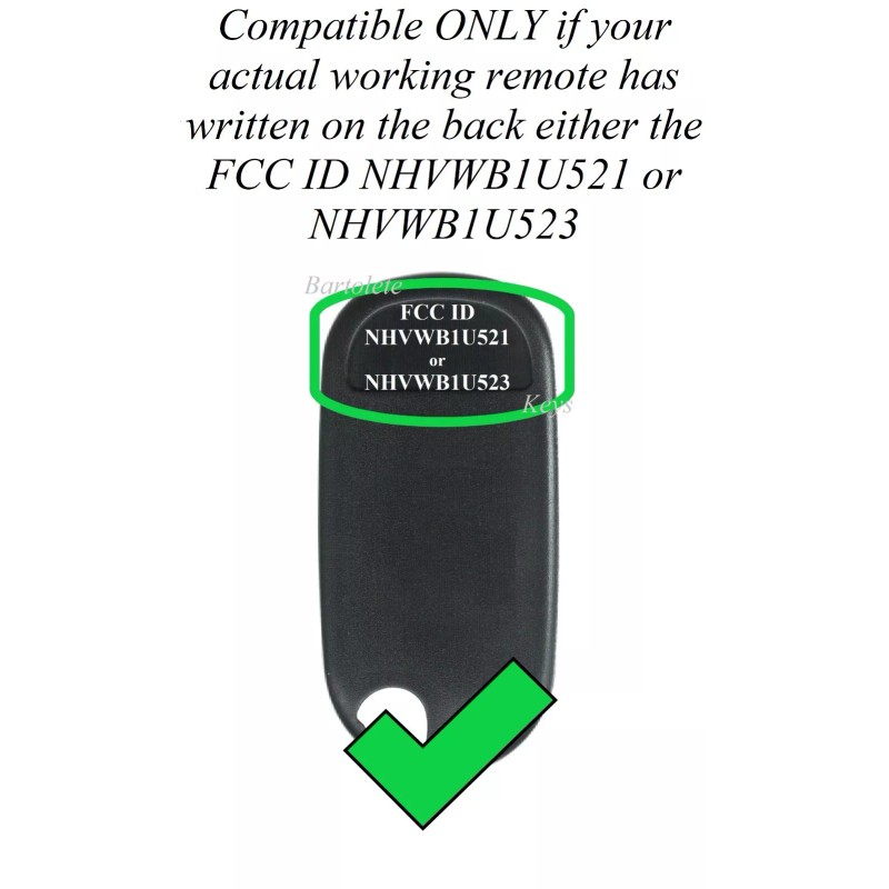 Bartolete Keys X2 Remote Control Car Fob Fits 2003 2004