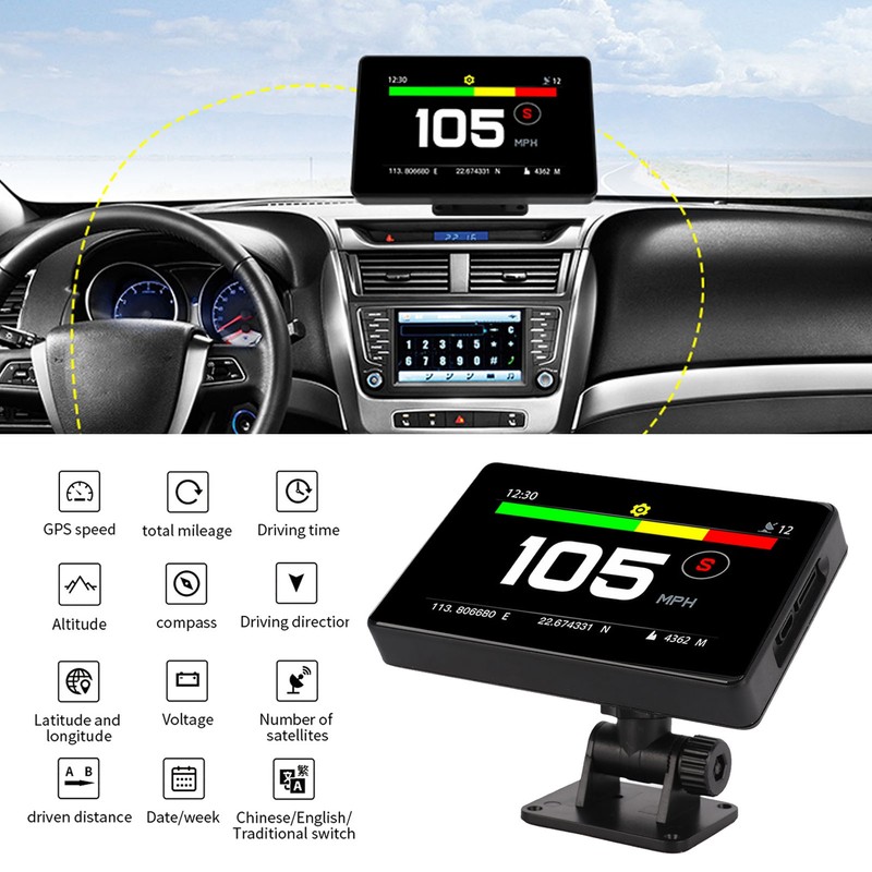 Car Smart HUD Display Dashboard Heads Up Windshield Speedometer Fatigue