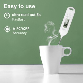 Skaaisont Meat Thermometer, BBQ Thermometer, LCD Display Digital Food Thermometers, Cooking Thermometer, 13.5 cm Long Temperature Probe, 5 S Instant Readout,for Kitchen Grill,Milk,Water,Jam,Hot Drinks