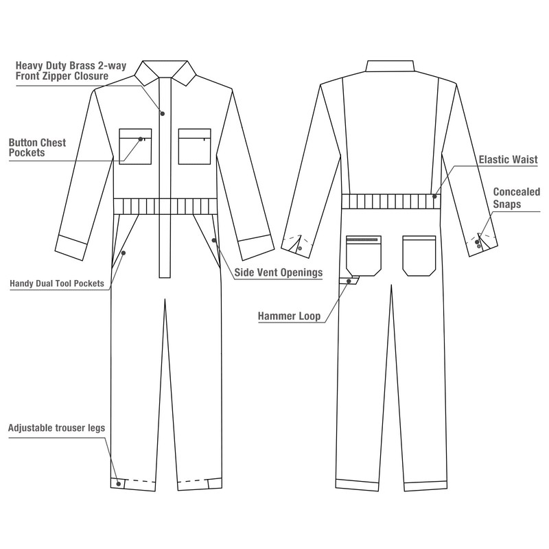 HISEA Men's Long Sleeve Coverall, Stain & Wrinkle Resistant Mens