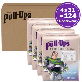 Pull-Ups Boys' Skin Essentials Potty Training Pants, Training Underwear, 2T-3T (16-34 lbs), 124 Ct (4 Packs of 31)