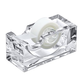 Amazing Abby - Tanya - Acrylic Tape Dispenser (1-Pack), Plastic Label Roll Holder, Clear Sticker Organizer, Perfect Office Desktop Storage Solution for Tapes, Labels, Stickers, and More