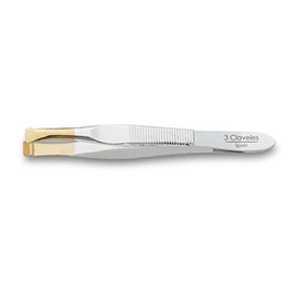 3 Claveles 12242 Hair Removal Tweezers, Broad Nib Pen – Gold 8 cm