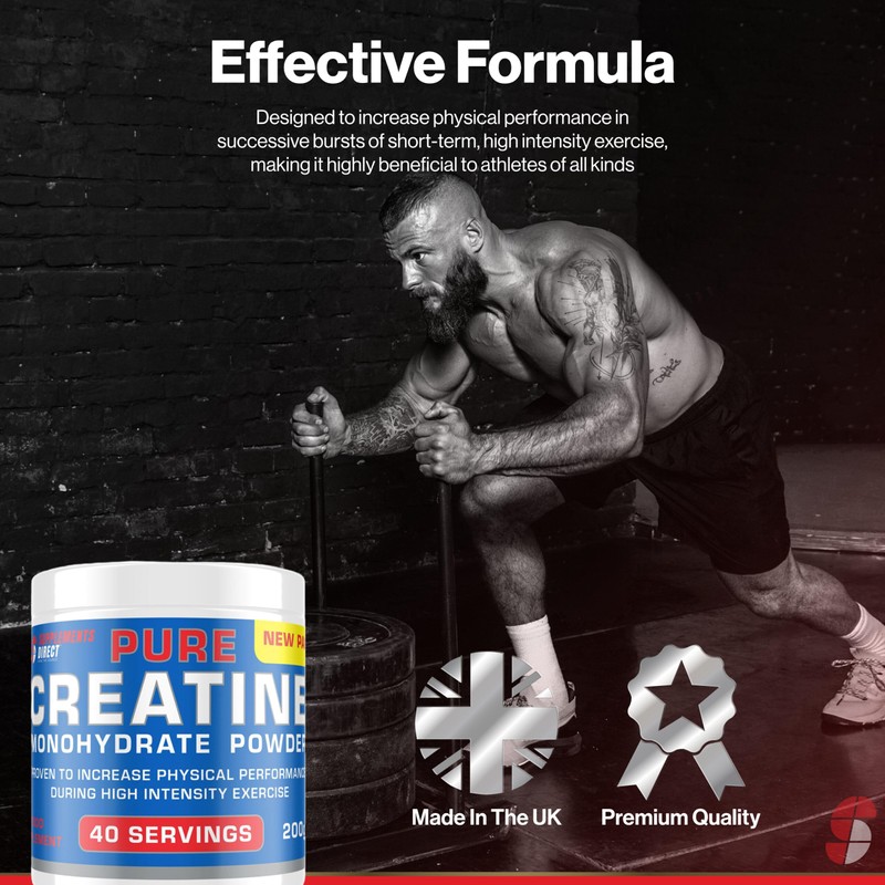 Supplements Direct - Creatine Monohydrate Powder - 200g - 40