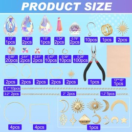 200 Pcs Crystal Suncatcher Hanging Sun Catcher Kits for Adults Colorful Crystals Suncatchers Prisms with Chain Pendant Ornament Suncatchers DIY Crafts for Window Home Office Garden Decoration (Gold)