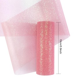 YXJDWEI Rainbow Tulle Decorative Fabric Tulle Ribbon Table Runner Tulle Net 15 cm x 9 m for Christmas Wedding Party Decoration Crafts (Pink)