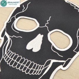 Large Skull Back Patch Black - 15.3 x 20.8 cm - Embroidered Patch Biker XXL Back Patch Skull Patch Back Patch for Motorcycle Jackets Cows Leather Vests - High Quality Embroidery