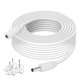 WildHD DC Power Extension Cable 33ft 1.35mm x 3.5mm Compatible with 5V DC Adapter Cord for CCTV Security Camera IP Camera Standalone DVR (33ft DC3.5mm Plug White)