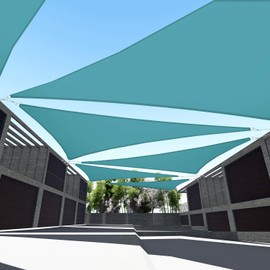 TANG Sunshades Depot 15'x19'x24' Right Triangle Waterproof Knitted Shade Sail with 8 inch Kit Curved Edge Turquoise U*V Block Shade Fabric Pergola Carport Awning Canopy Replacement Awning